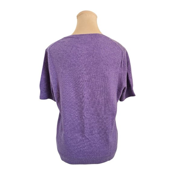 Land's End 100% Cashmere Lavender Short Sleeve Top Sz L - Picture 4 of 7